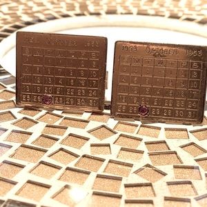 *RARE* VINTAGE 1950’s 1960’s CALENDAR CUFF LINKS GOLD FILLED wOCTOBER BIRTHSTONE